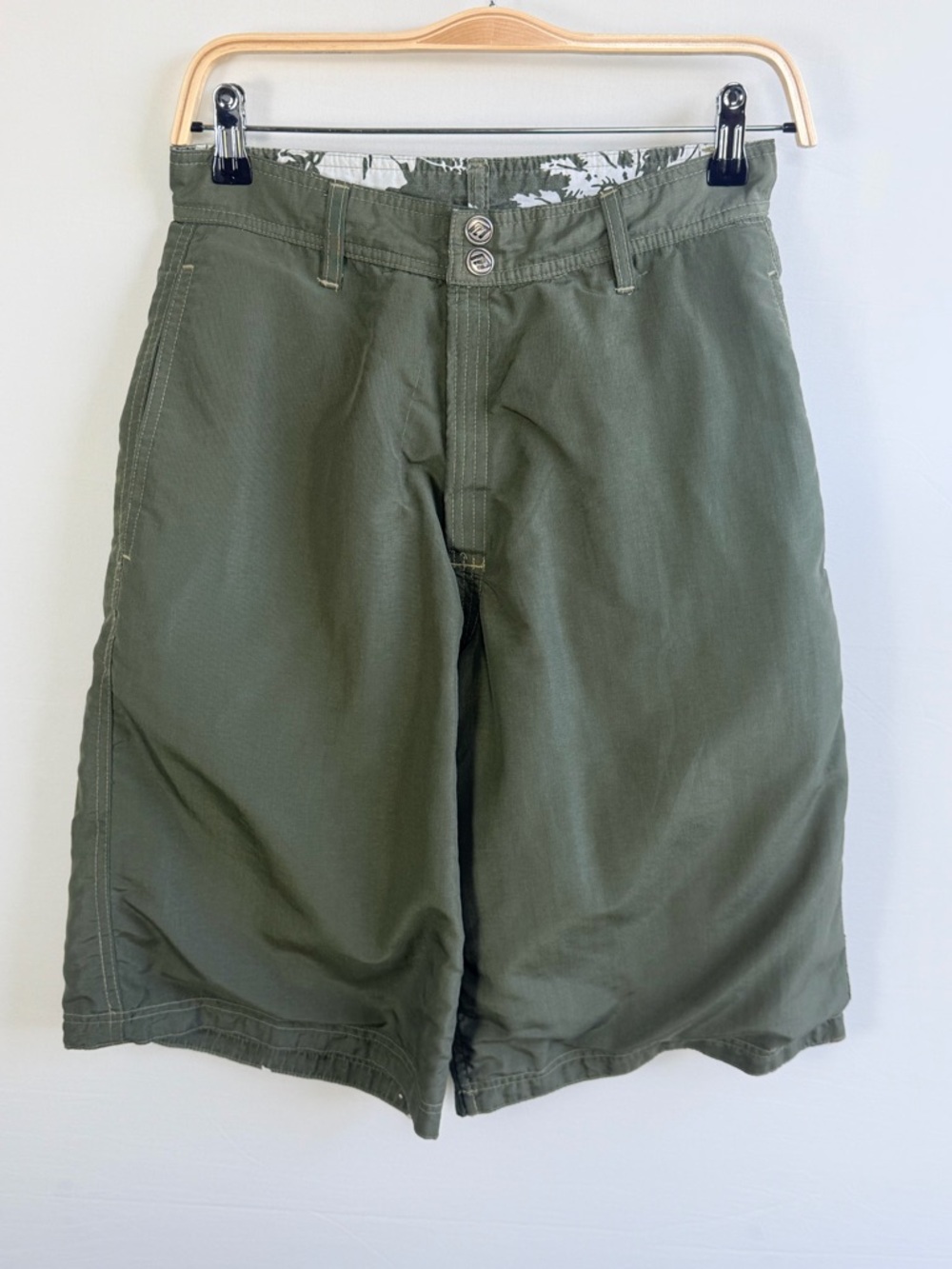 Reversible Nylon Cotton Shorts Men’s 29 Green Floral Beach Gorpcore